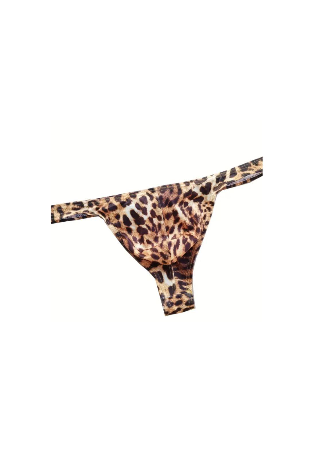 Ropa Interior Sexy Hombre, Cintura Baja Estampado Leopardo-4