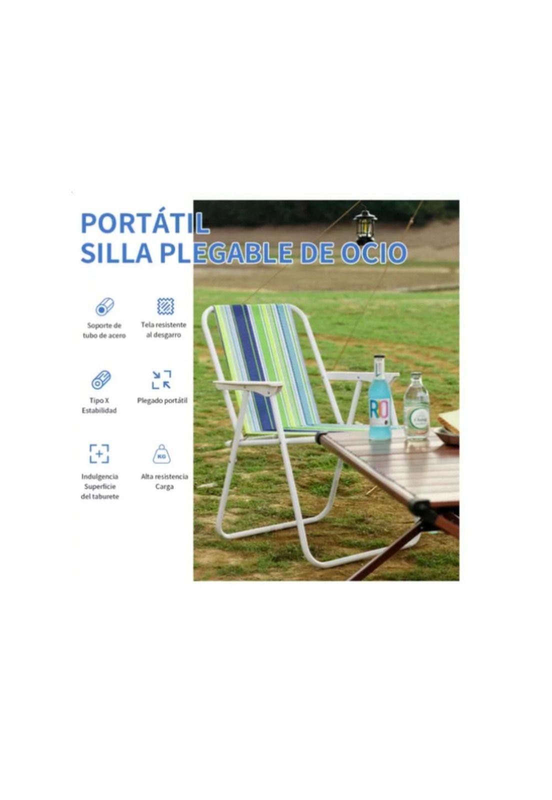 Silla Plegable Camping Picnic Piscina Verano Playa Portátil-5