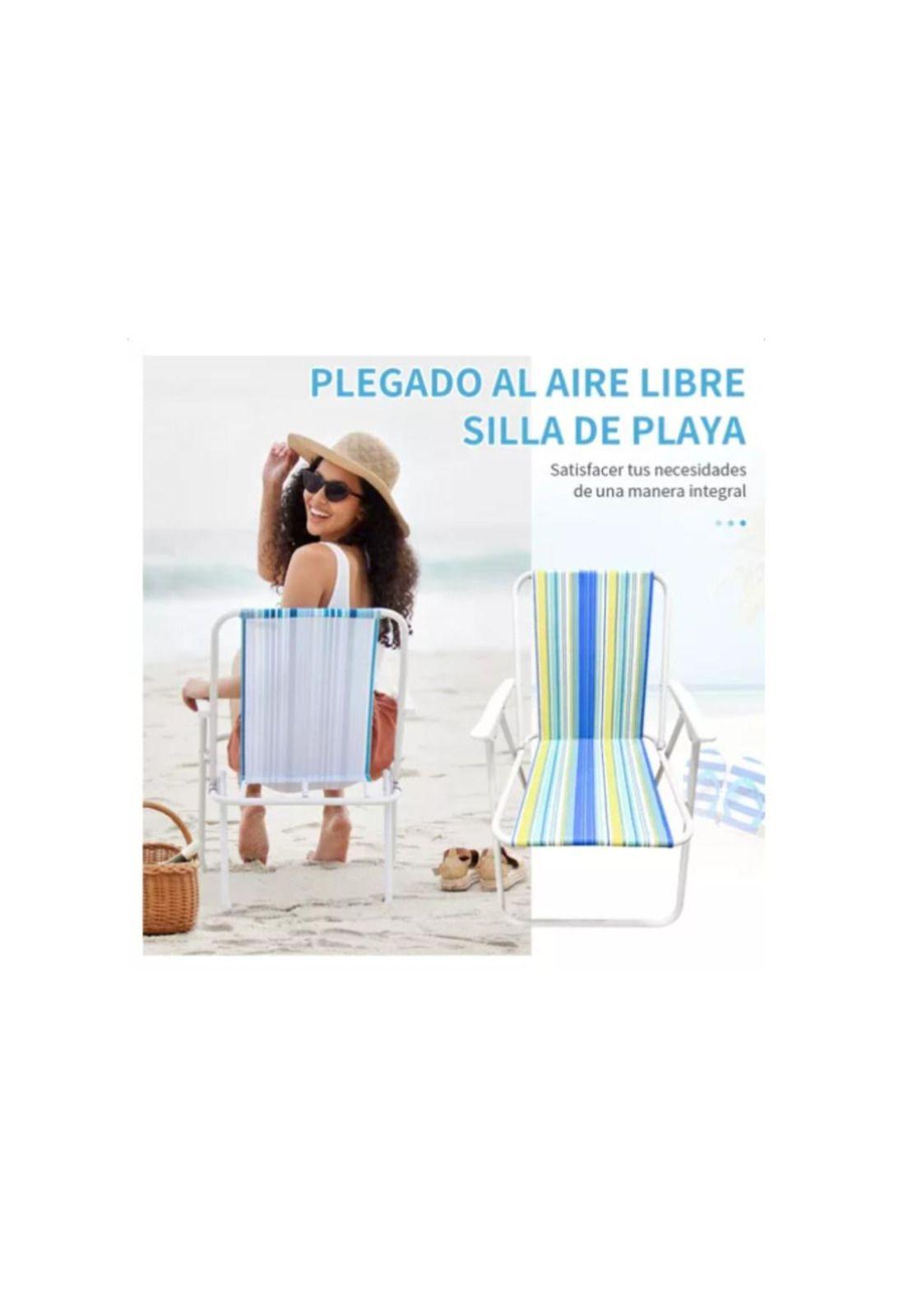 Silla Plegable Camping Picnic Piscina Verano Playa Portátil-6