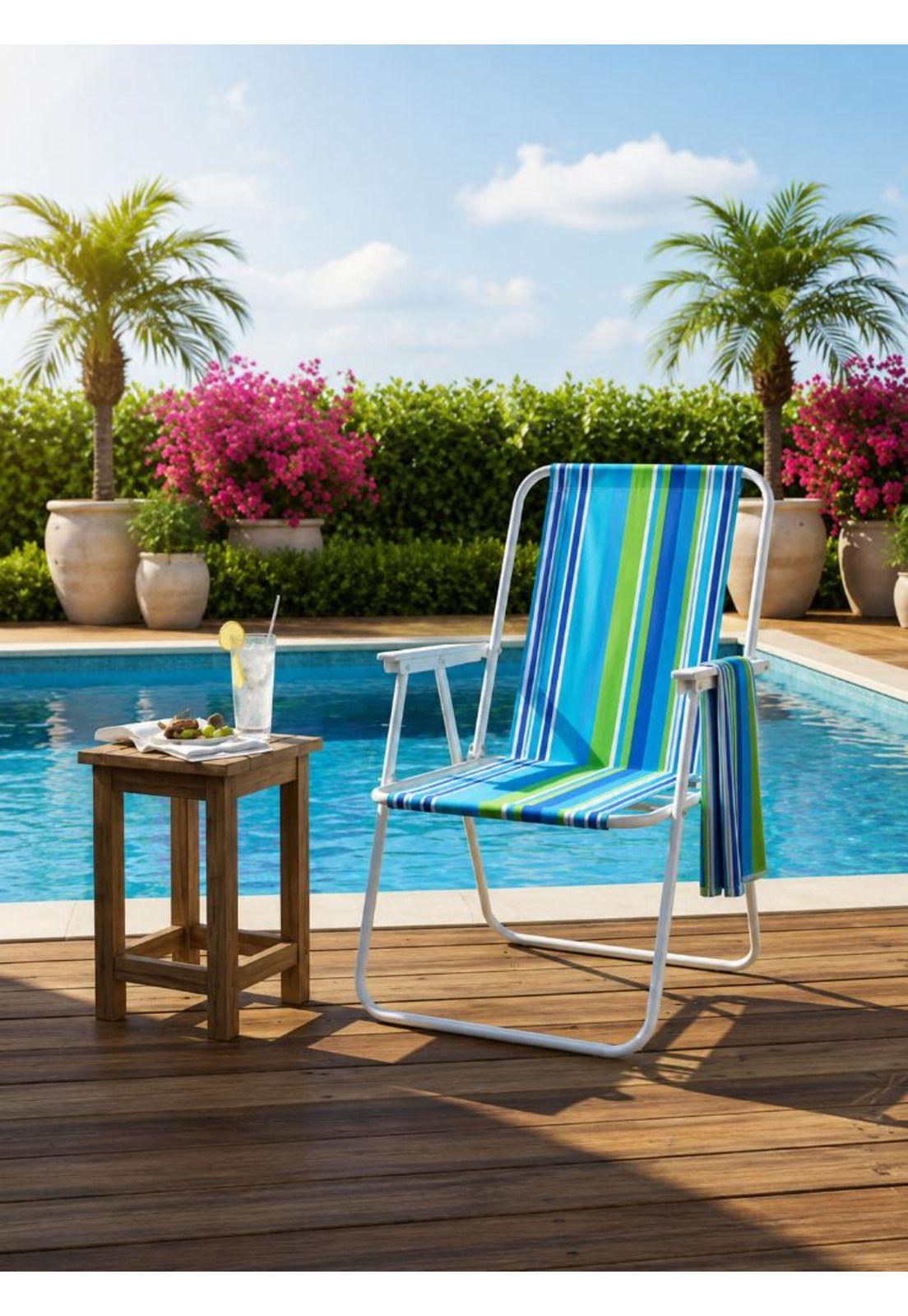 Silla Plegable Camping Picnic Piscina Verano Playa Portátil-4