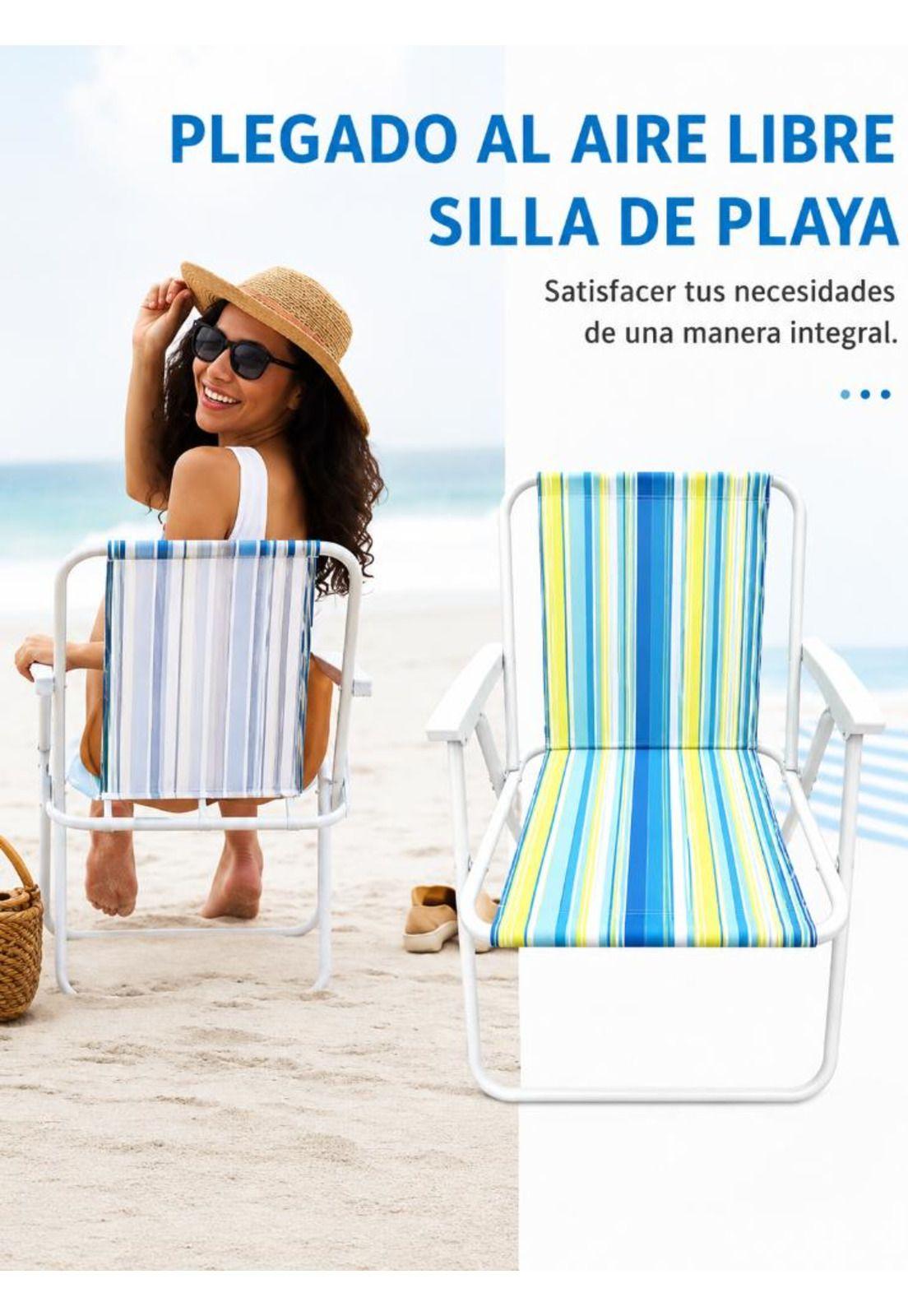 Silla Plegable Camping Picnic Piscina Verano Playa Portátil-7