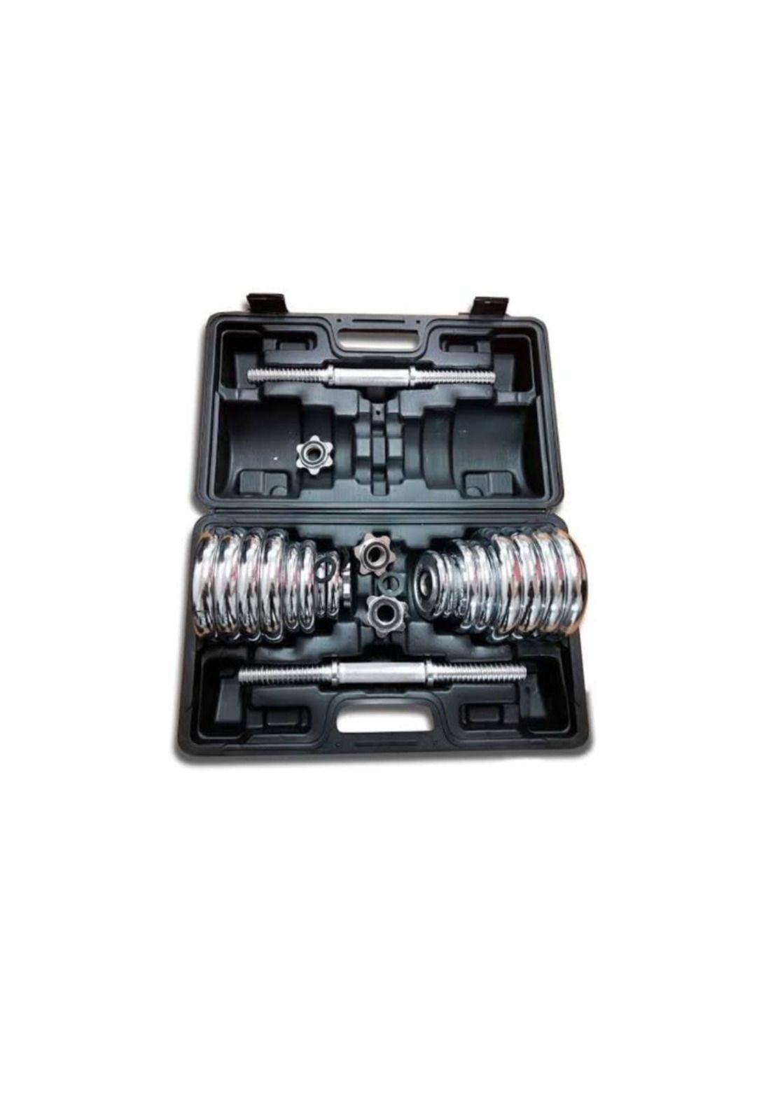 Set de Mancuernas Cromadas Ajustables de 30kg + Maletín-2