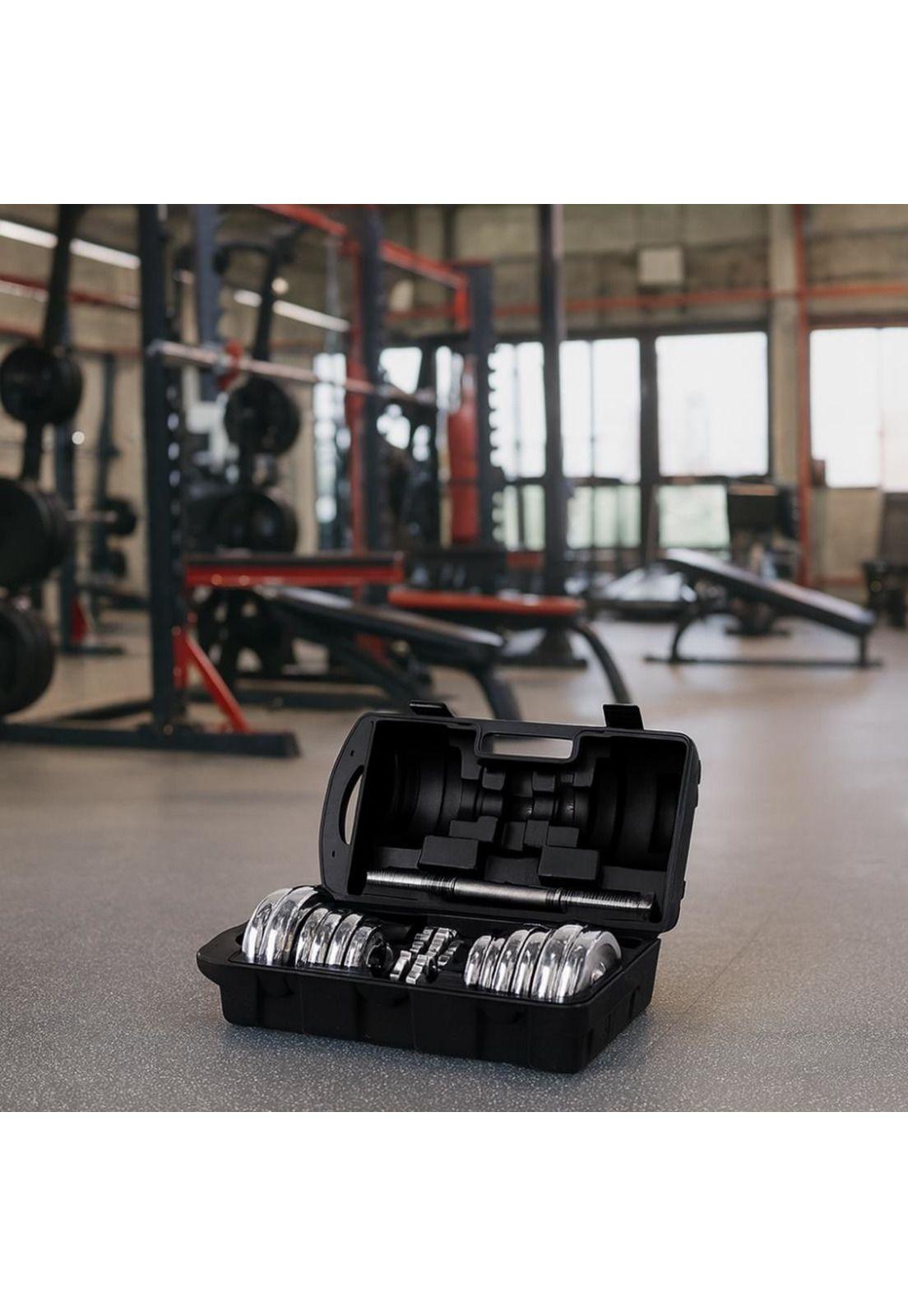 Set de Mancuernas Cromadas Ajustables de 30kg + Maletín-5