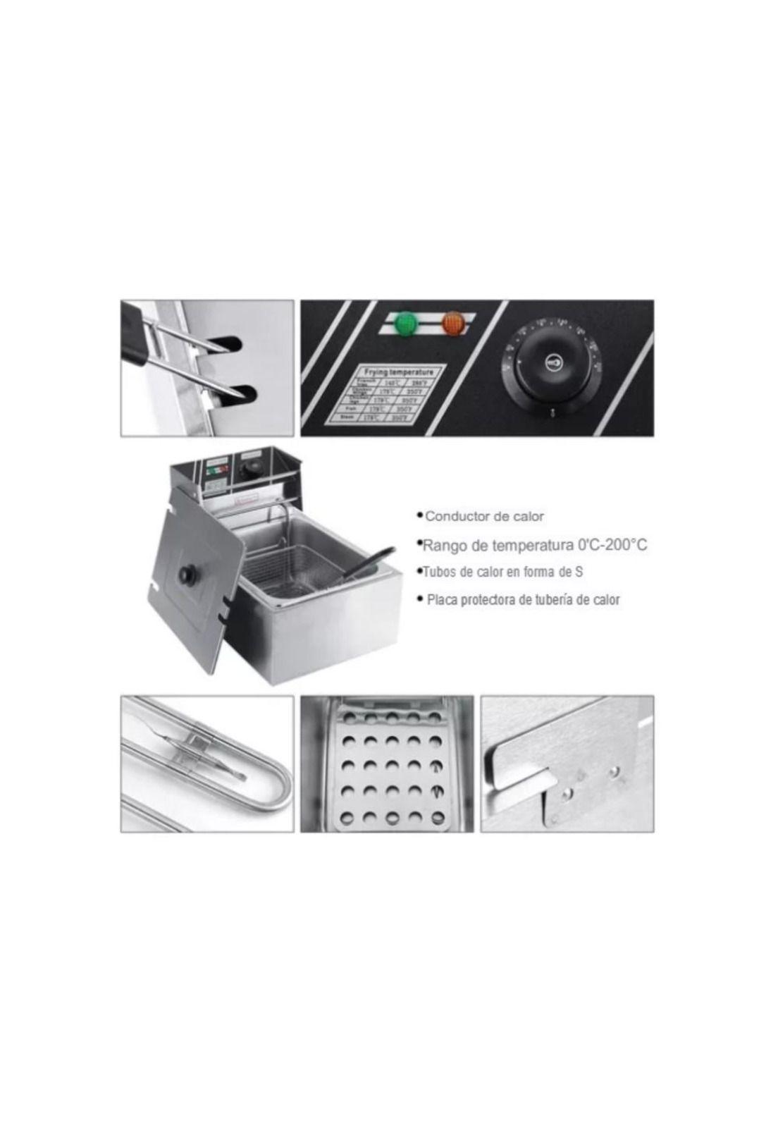 Freidora Eléctrica De Acero con Tapa - 1 Canasto 6 Litros-8