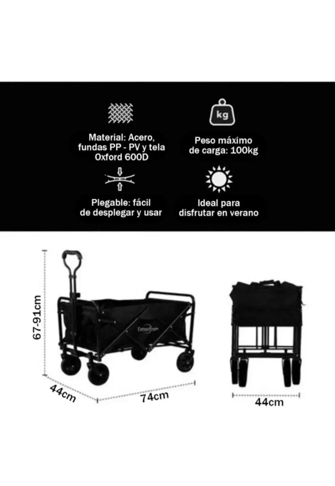 Carrito Plegable de Compras y Camping Multiuso Resistente-4