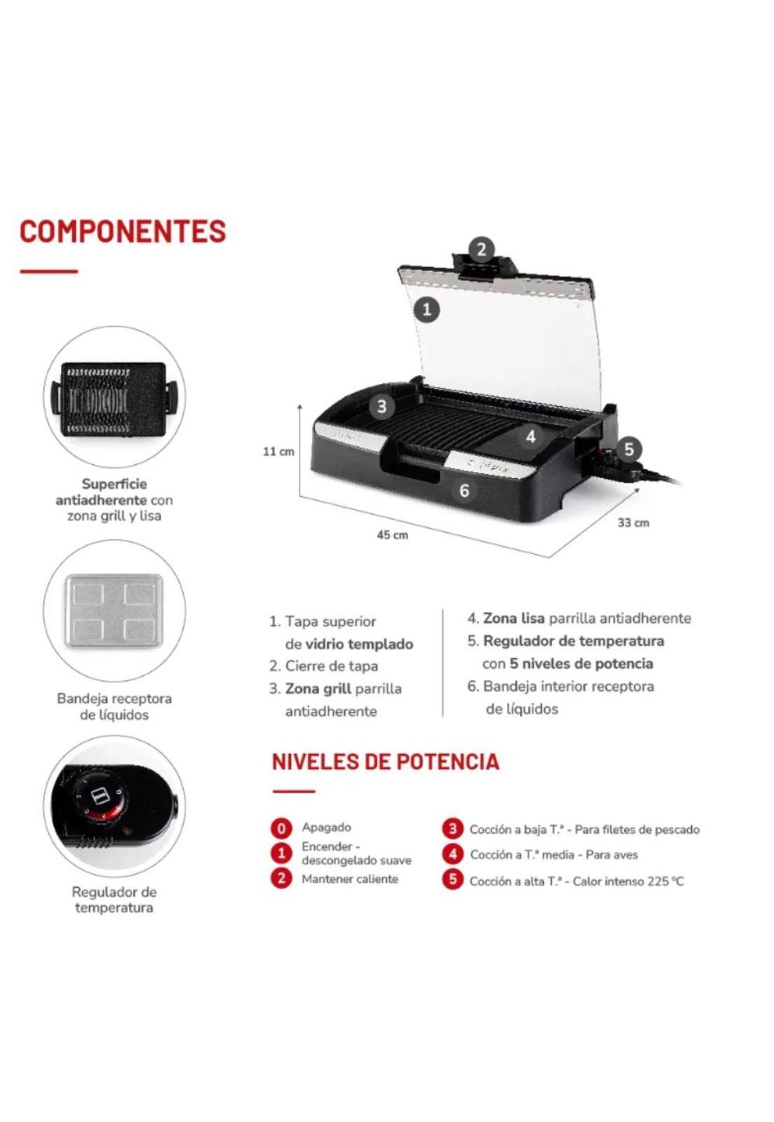 Parrilla Eléctrica Thomas TH-224 Grill y Plancha Cocina-9