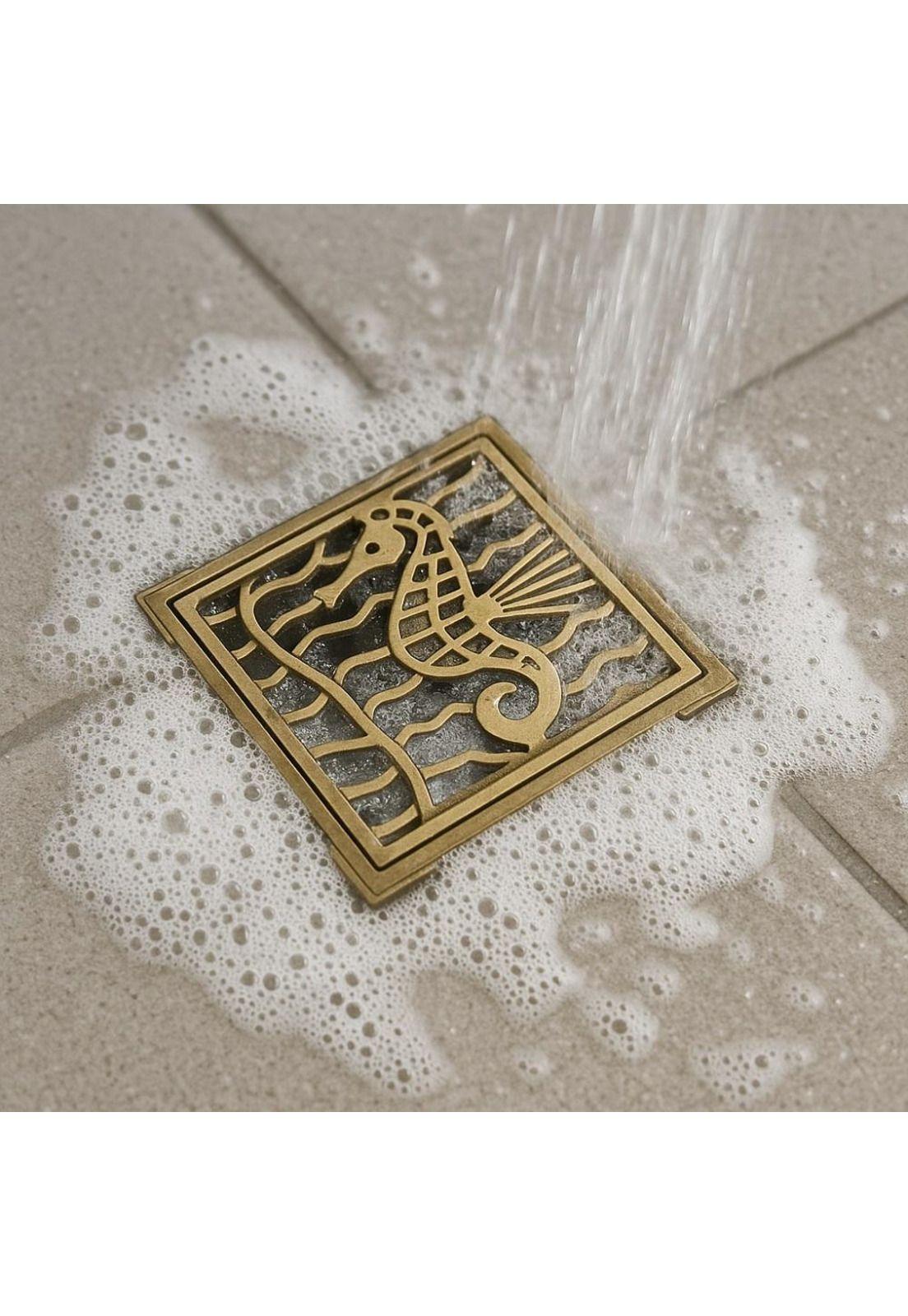 Rejilla Pileta cuadrada 100mm Bronce ACERO INOXIDABLE POLI-2