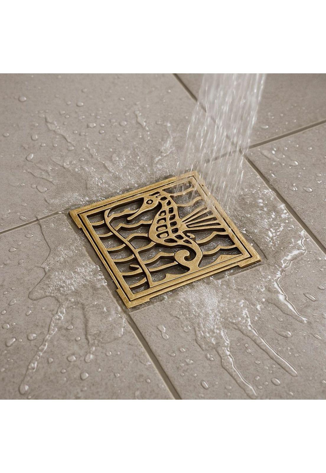 Rejilla Pileta cuadrada 100mm Bronce ACERO INOXIDABLE POLI-3