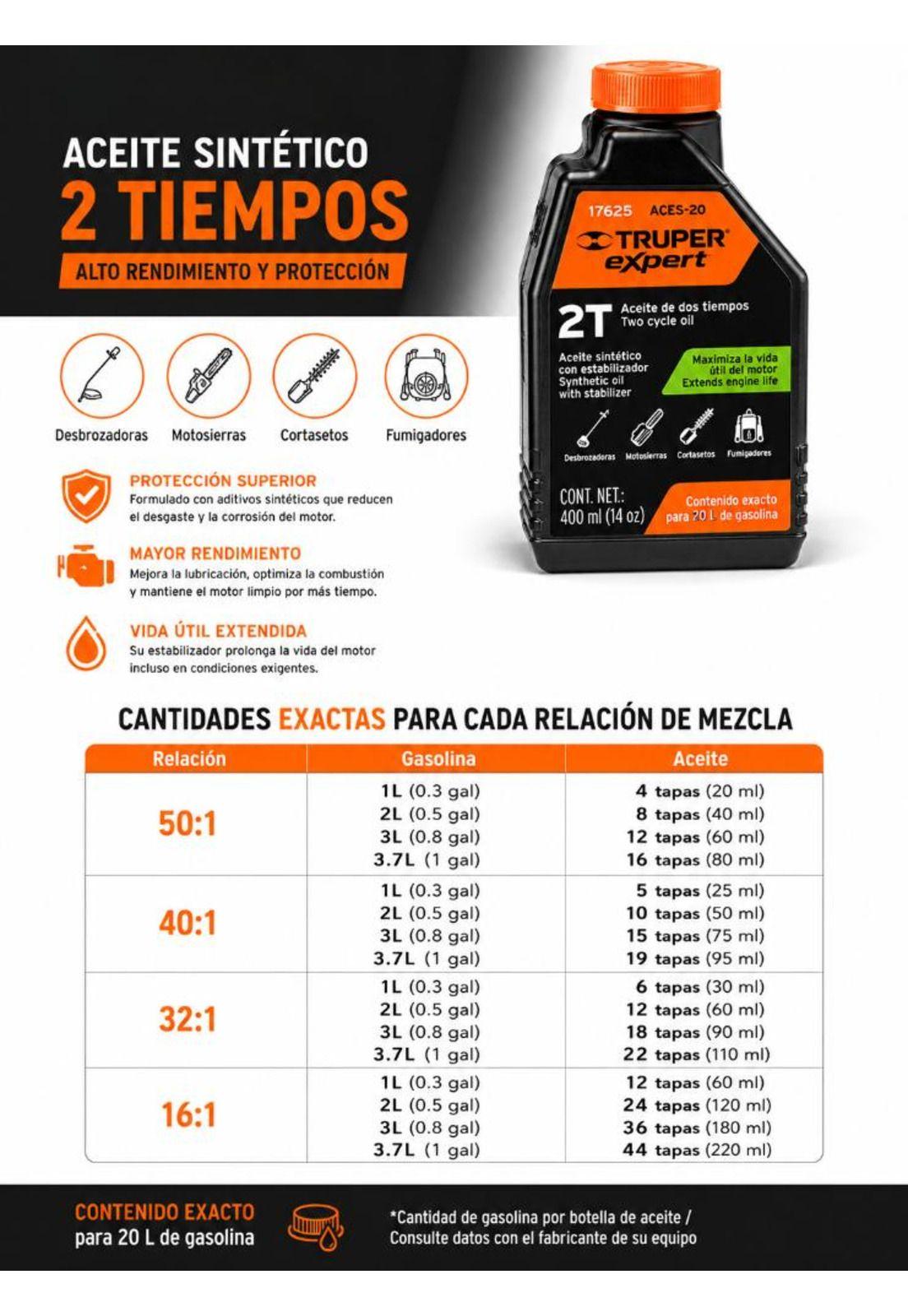 Aceite Sintético Motor 2 Tiempos Truper ACES-20 14 Oz-4