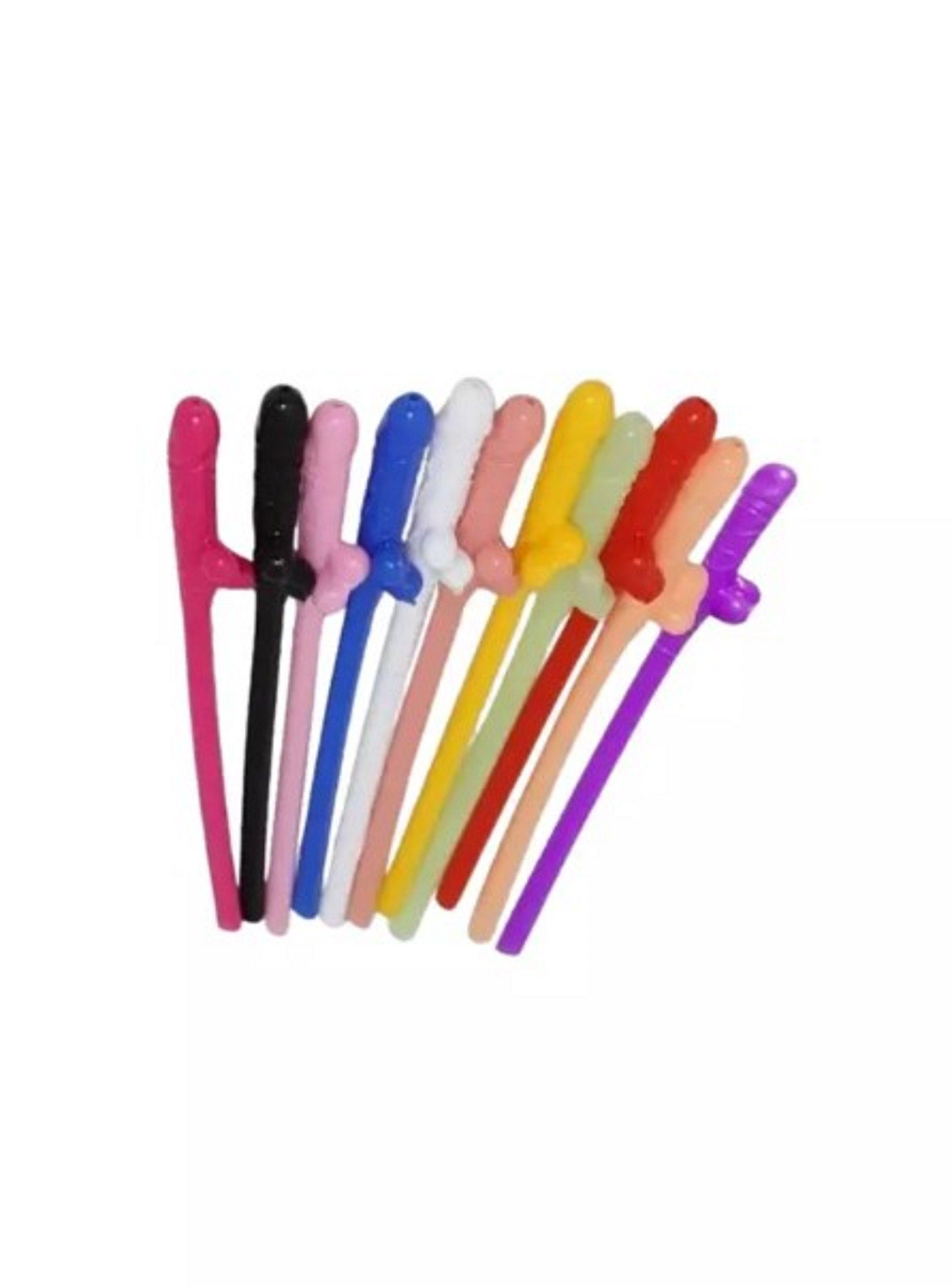 Bombillas , Pitillos , Sorbetes Forma De Pene Set 10 Pzas-1