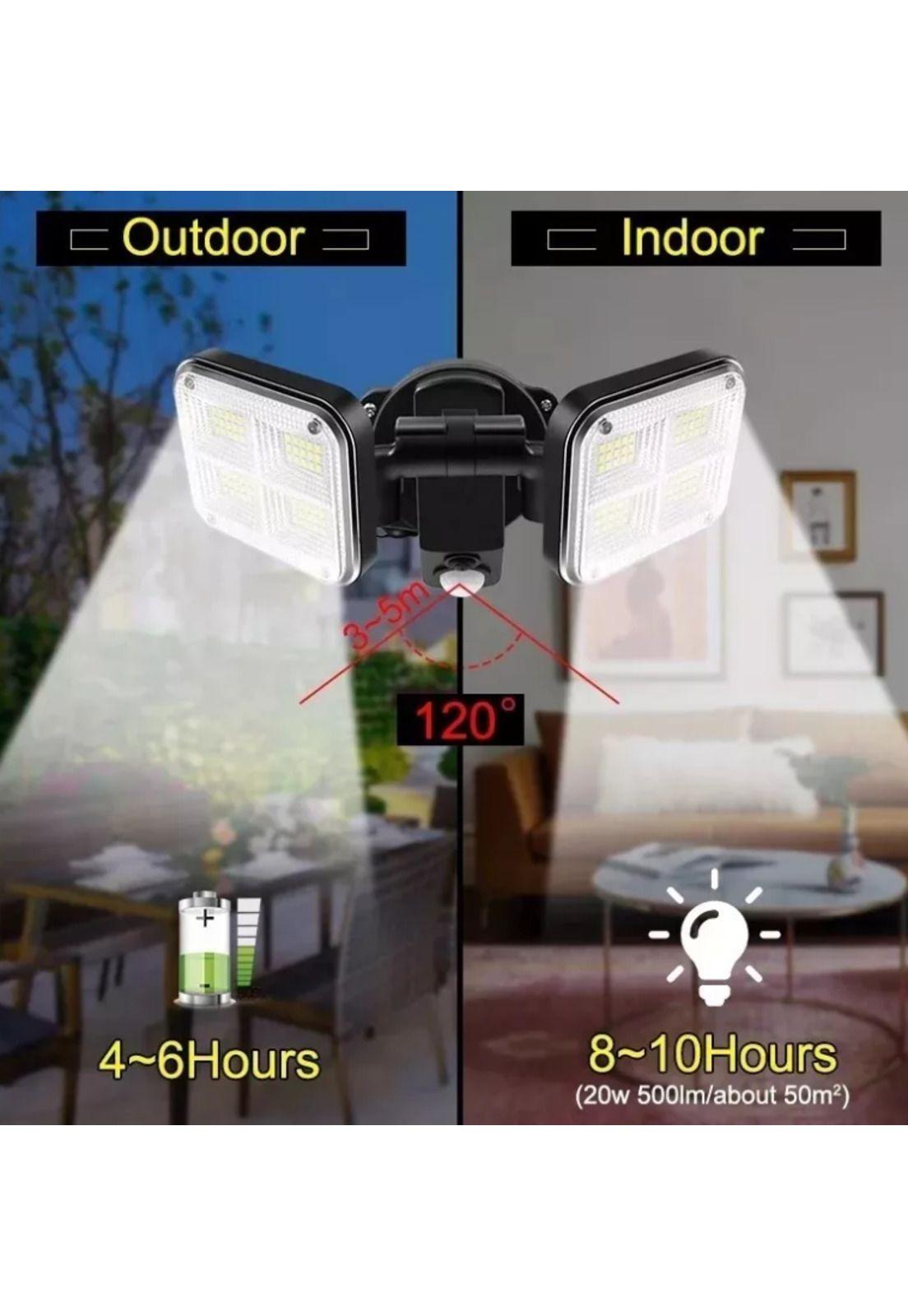 Luz Solar Foco Triple Cabezal Con Sensor De Movimientos Negro Con Cable-3