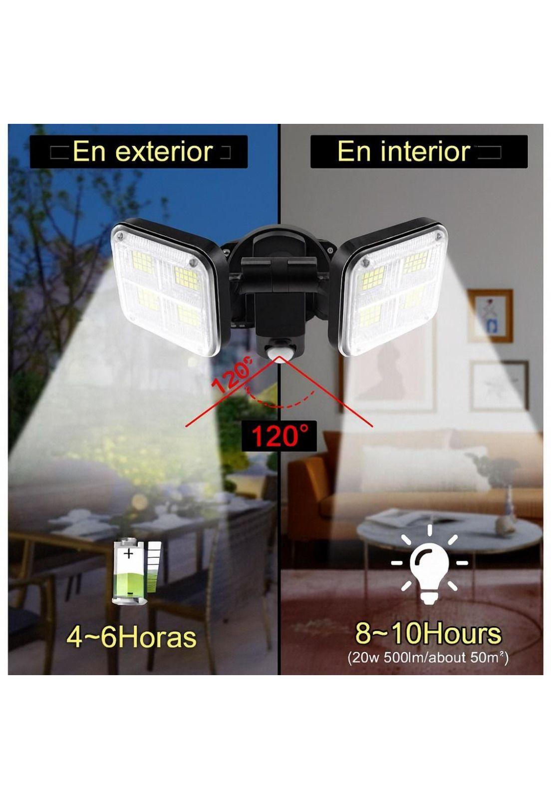 Luz Solar Foco Triple Cabezal Con Sensor De Movimientos-2