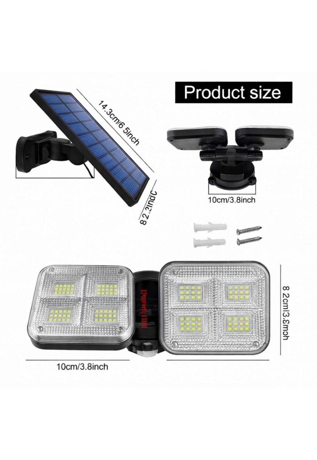 Luz Solar Foco Triple Cabezal Con Sensor De Movimientos-4