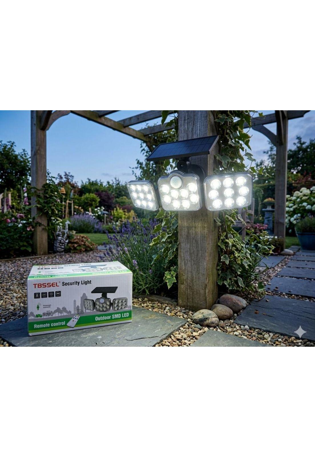 Luz Solar Foco Triple Cabezal Con Sensor De Movimientos-2