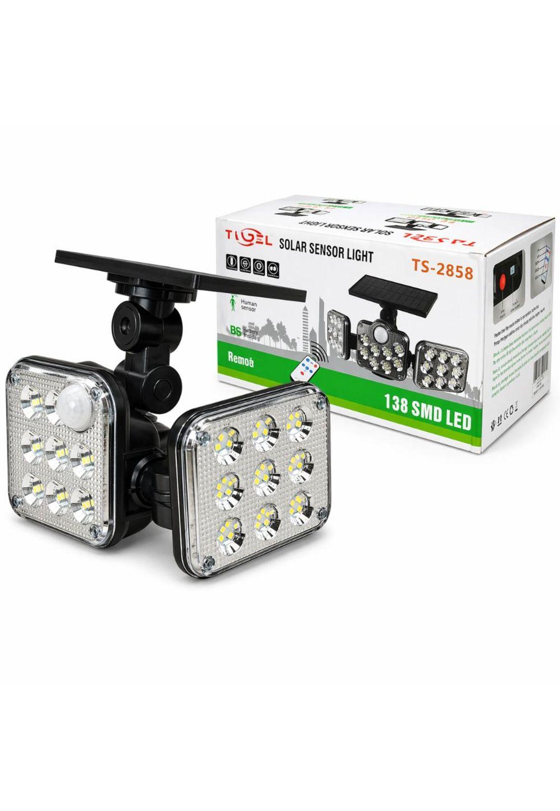 Luz Solar Foco Triple Cabezal Con Sensor De Movimientos-3