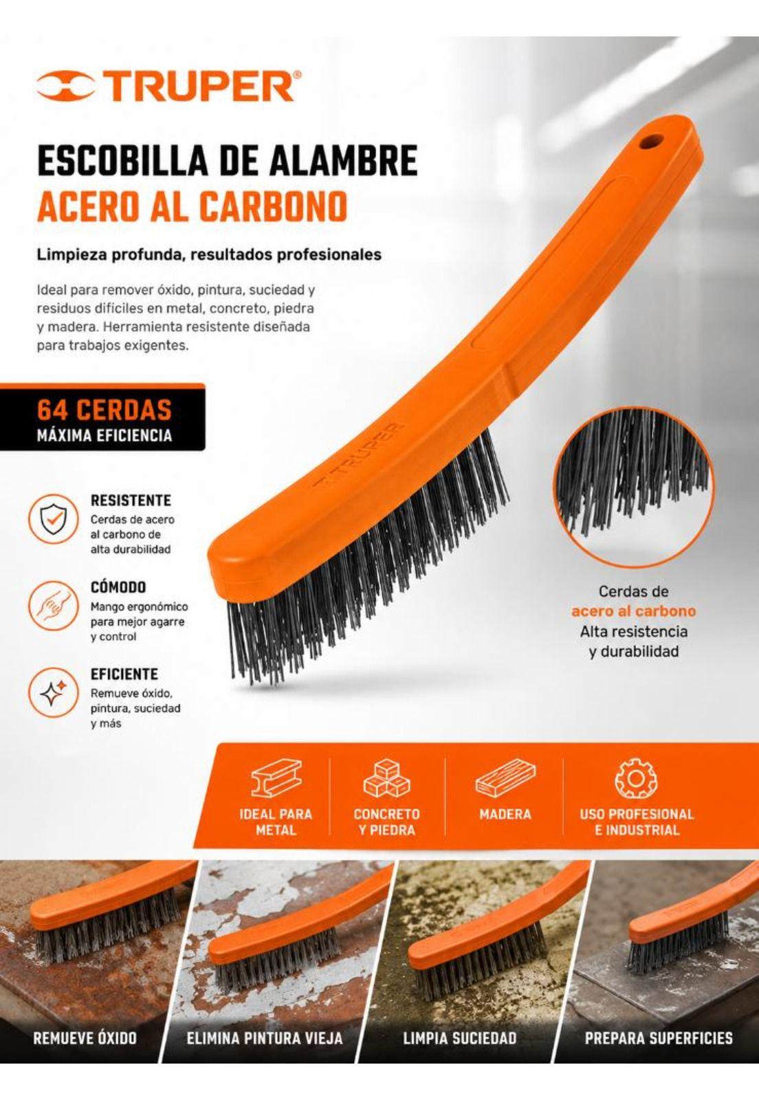 Escobilla Alambre De Acero Al Carbono 64 Cerdas Truper-5