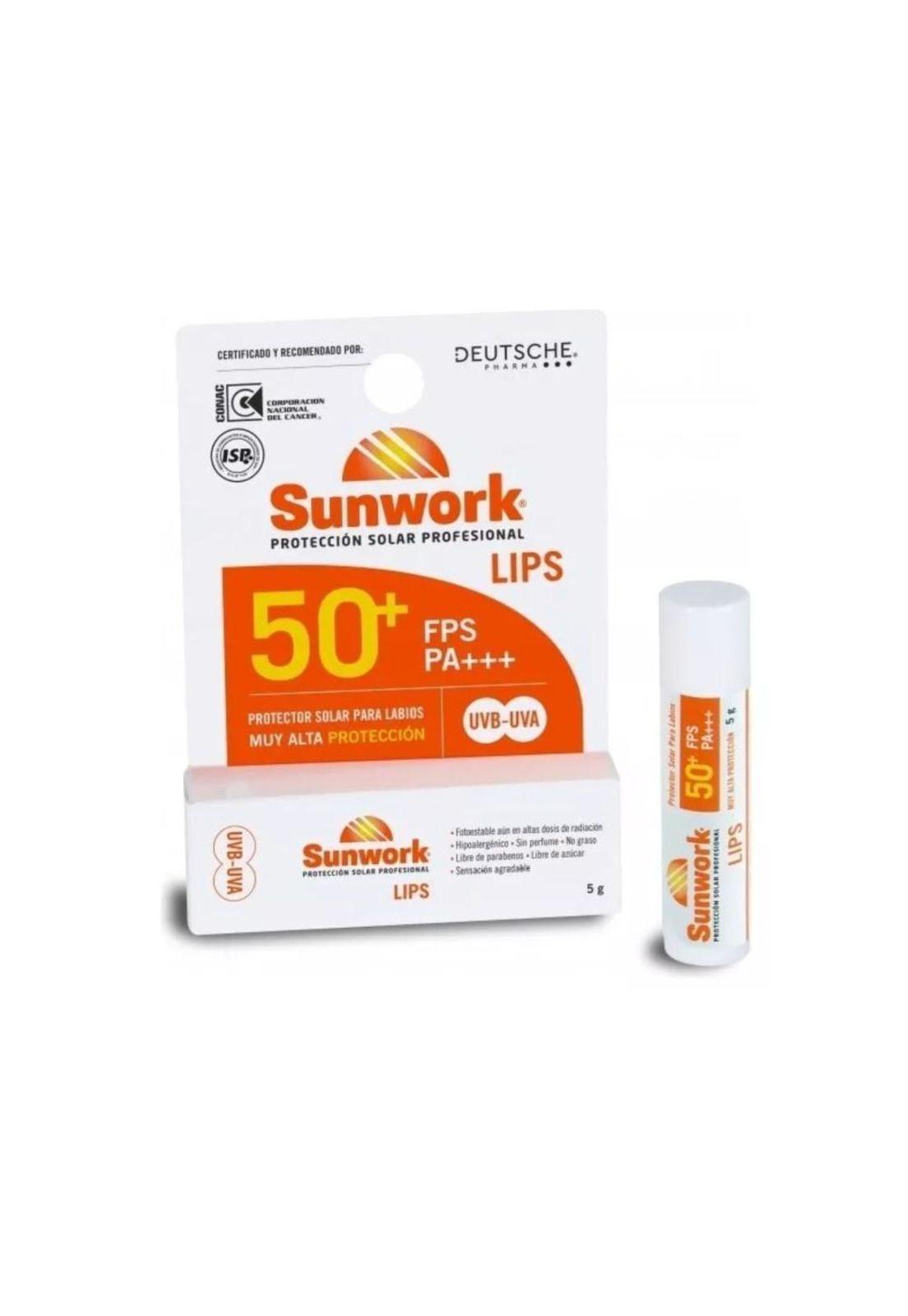Protector Solar Para Labios Sunwork Lips 50 Fps 5g-2
