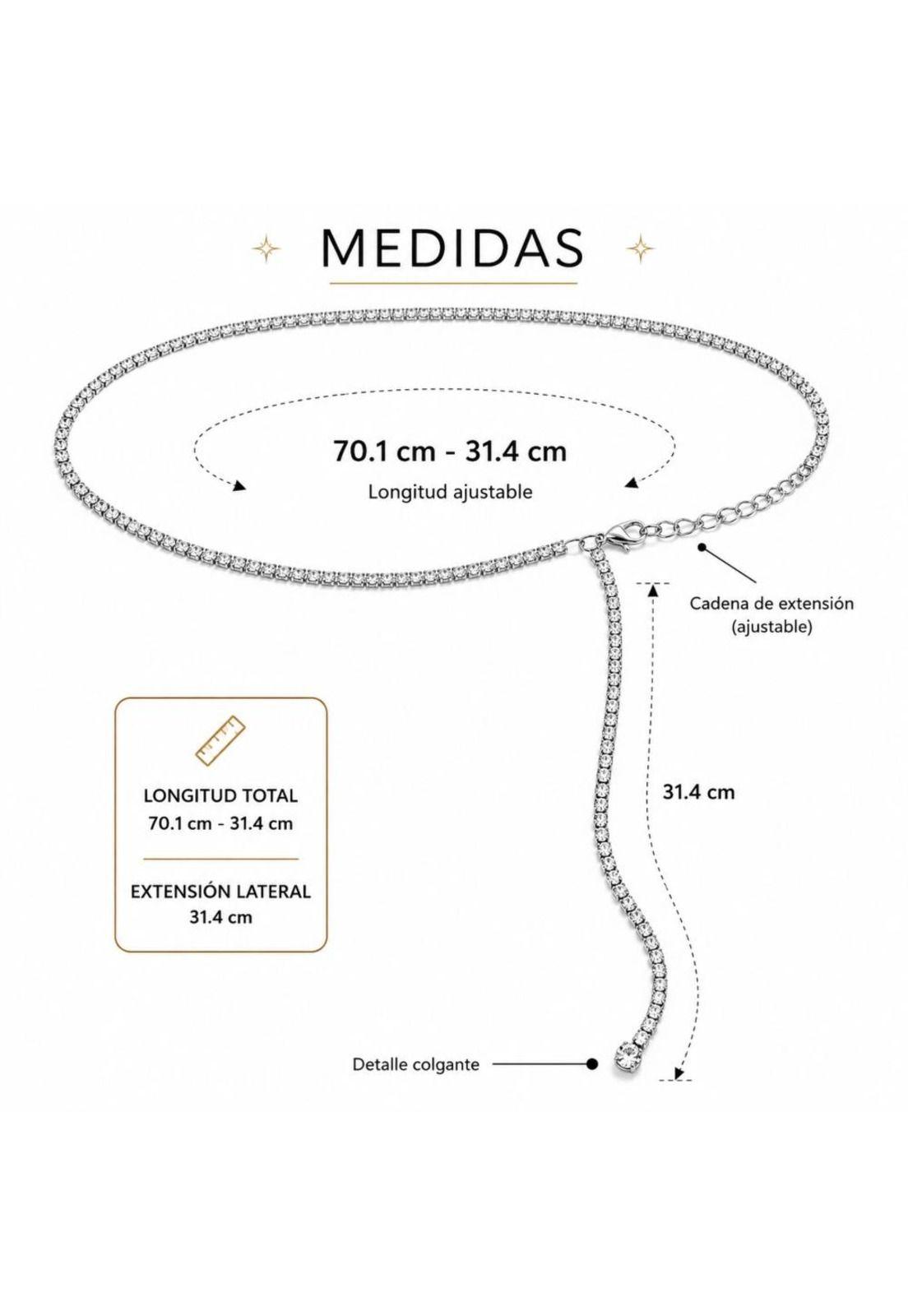 Cadena para la cintura con diseño de diamante de imitación-4