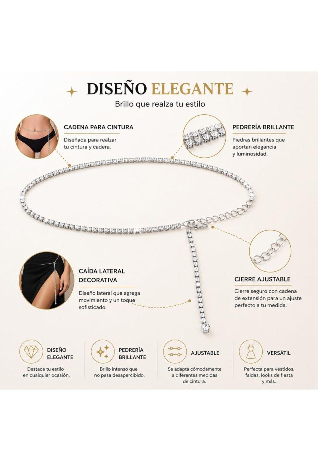 Cadena para la cintura con diseño de diamante de imitación-8