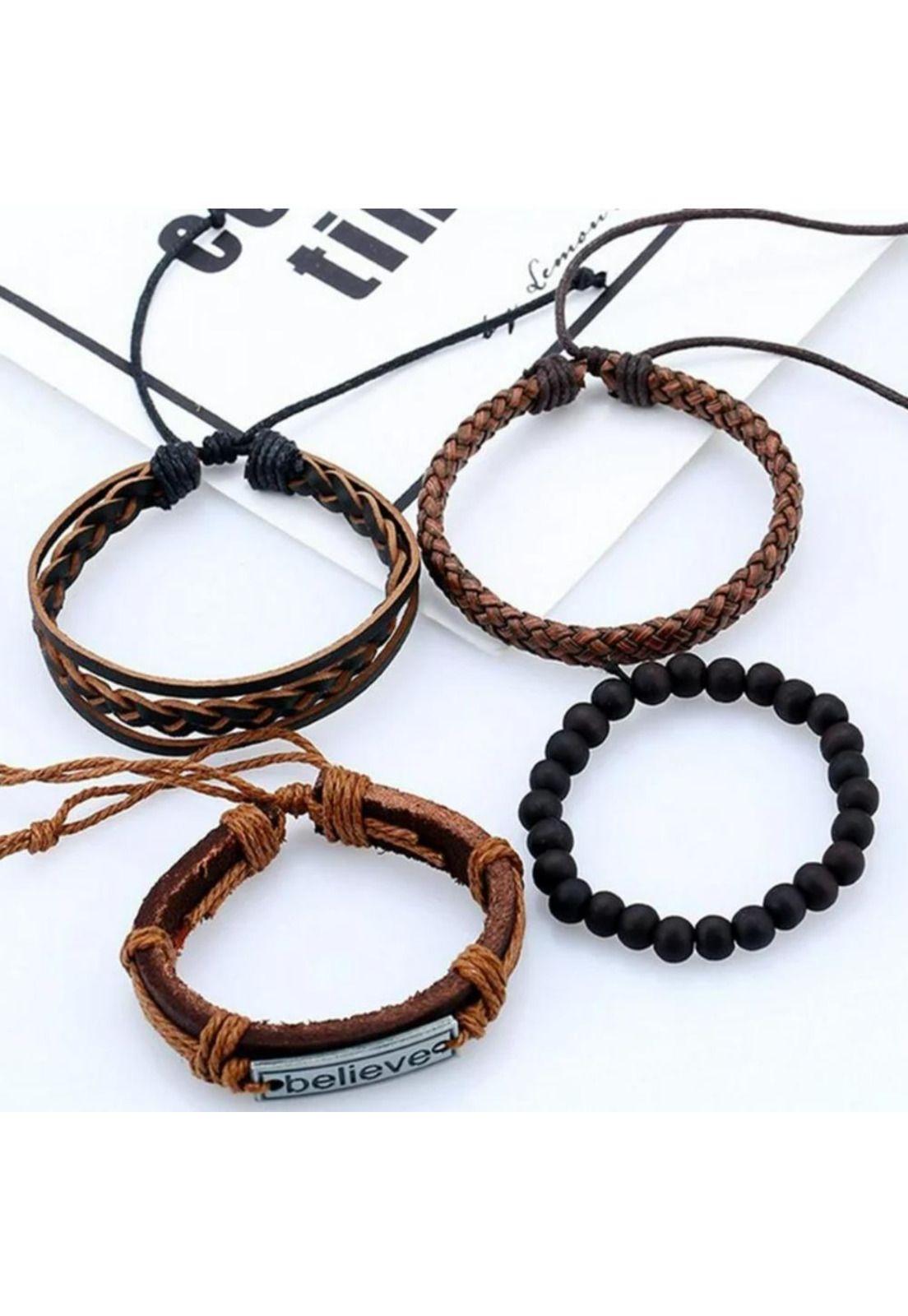 Pulseras Brazalete Cuero Genuino Tibetano Con Dije Believe-3