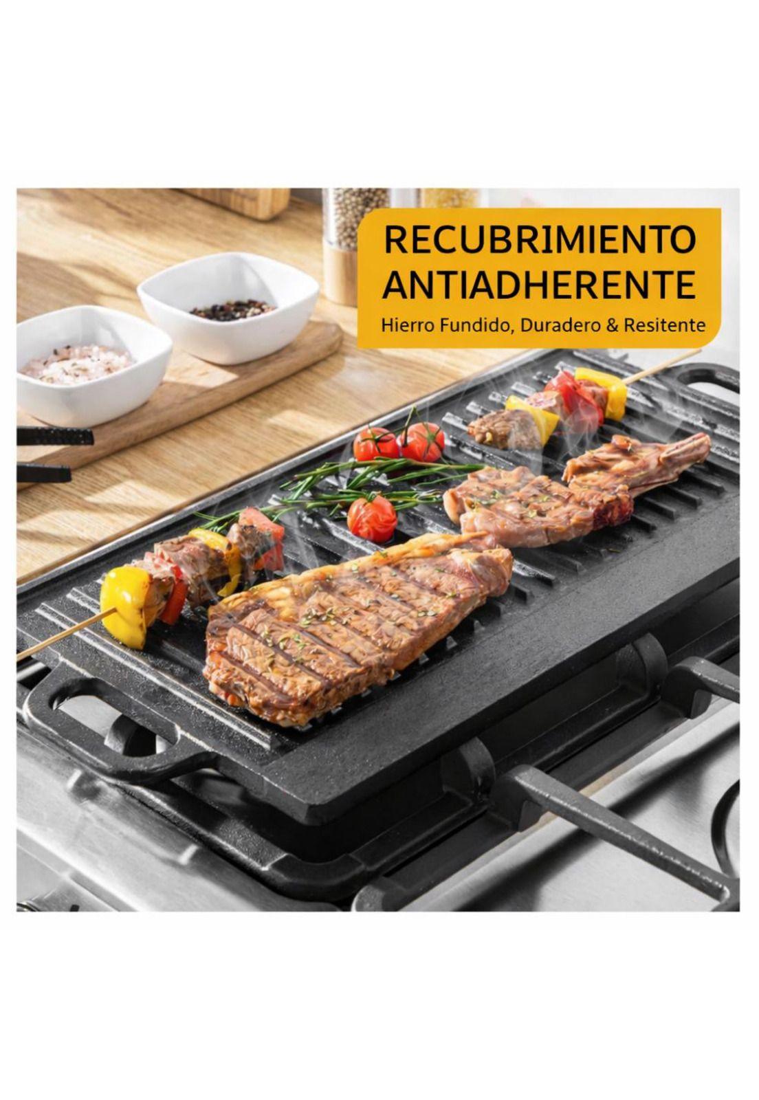 Plancha Parrilla Grill Reversible Hierro Fundido Cocina 50cm-4
