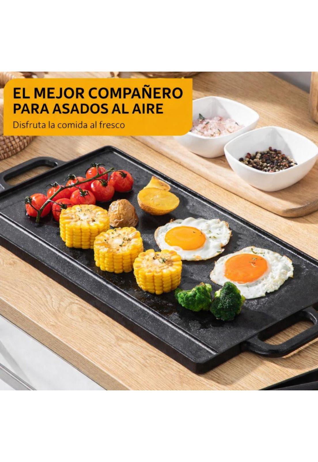 Plancha Parrilla Grill Reversible Hierro Fundido Cocina 45cm-5