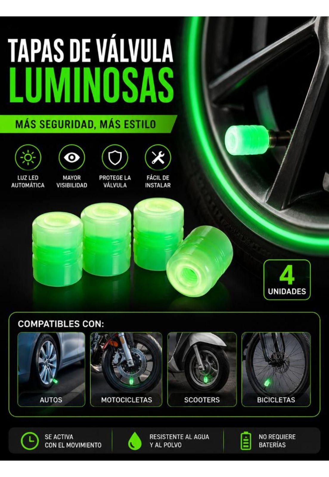 Tapas De Válvulas Automovil Bici Scooter Moto Luminosas 4u-4