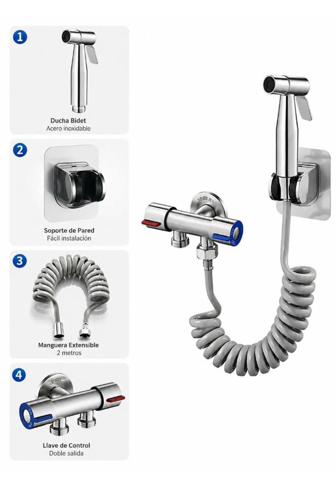 Ducha Bidet Para WC Con Manguera Set Baño Bathland-5