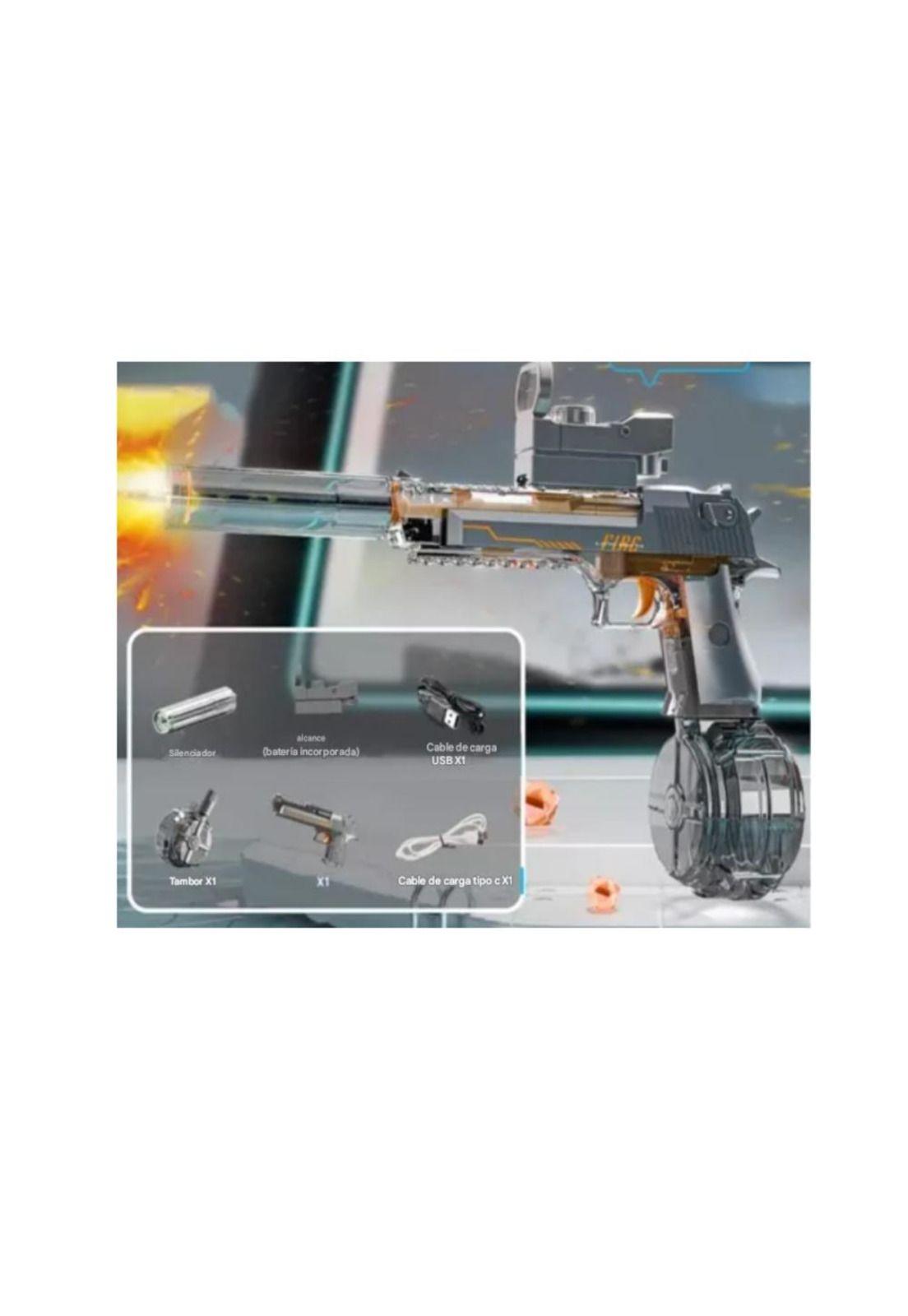 PISTOLA DE AGUA POTENTE RECARGABLE  LUZ LED CHORRO DE AGUA-5