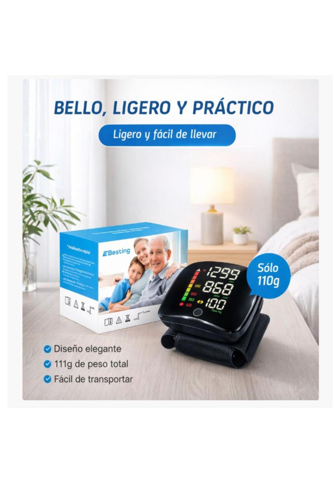 Tensiómetro Digital Muñeca USB Recargable con Voz-8