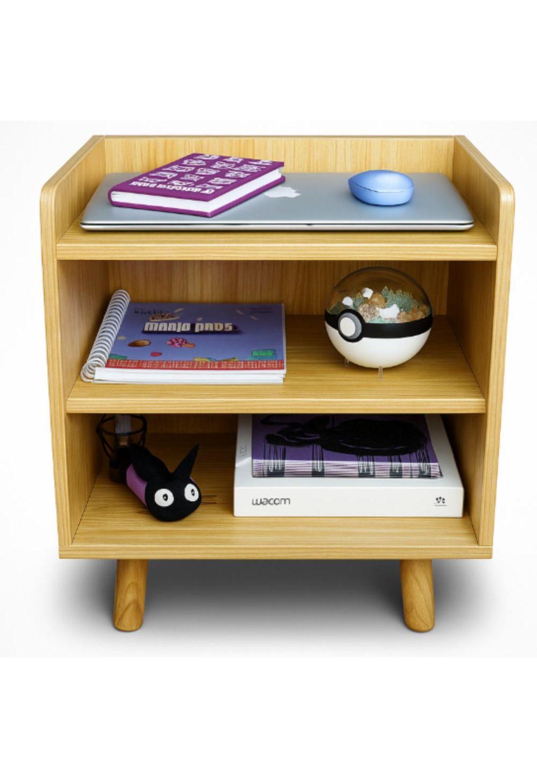 Velador Madera Natural 2 Pisos Minimalista Elegante-2