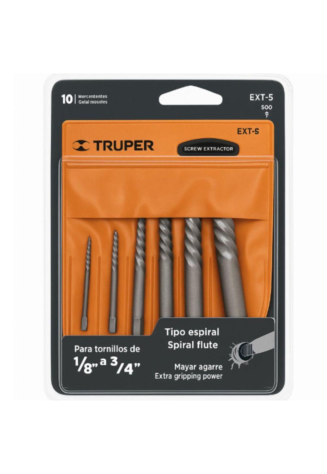 Juego Extractor De Tornillos 1/8 A 3/4 5 Pzs Truper Ext-5-2