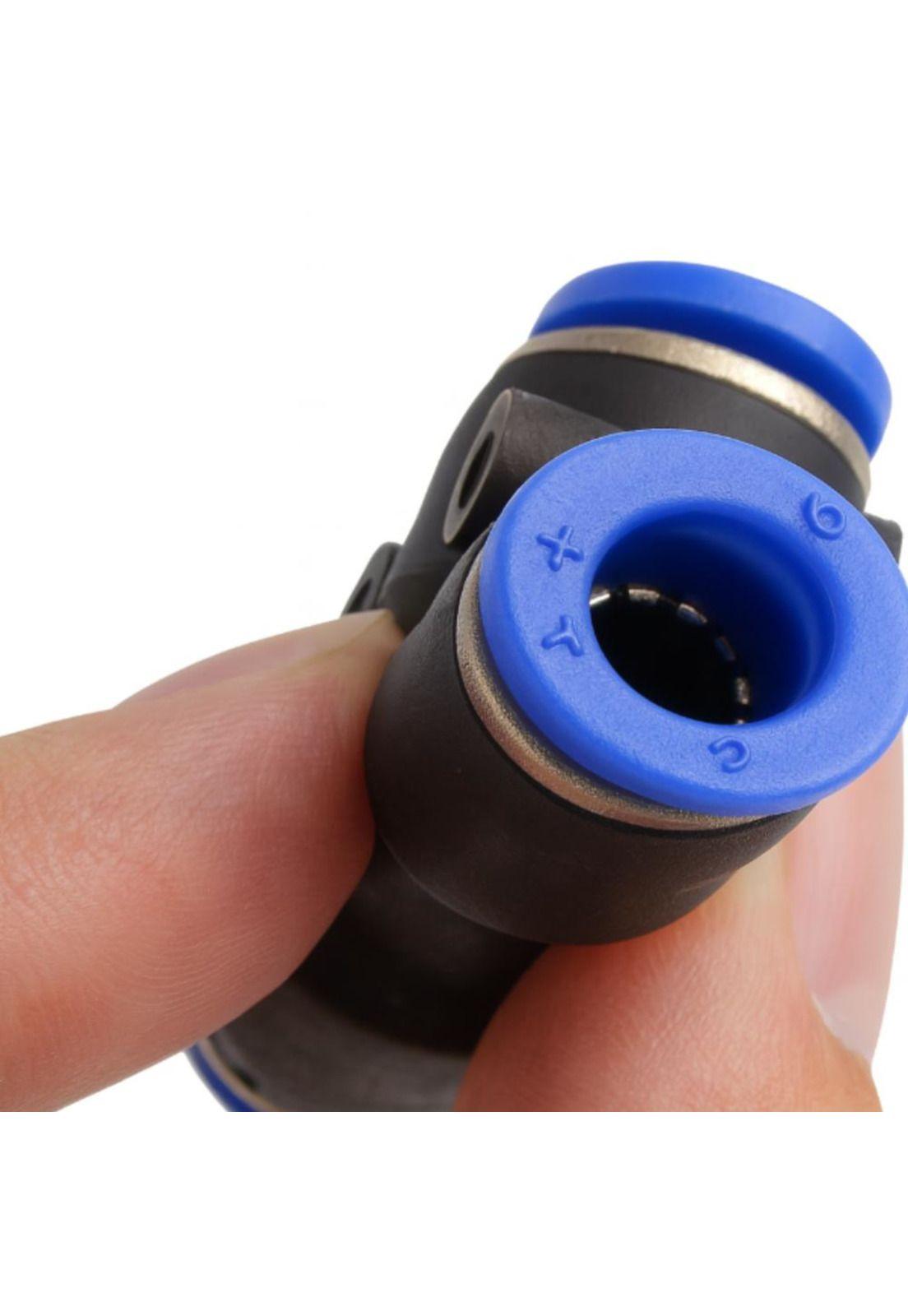 Conector Tee 6mm, Neumatico Bloqueo Antideslizante 3 Vias-3