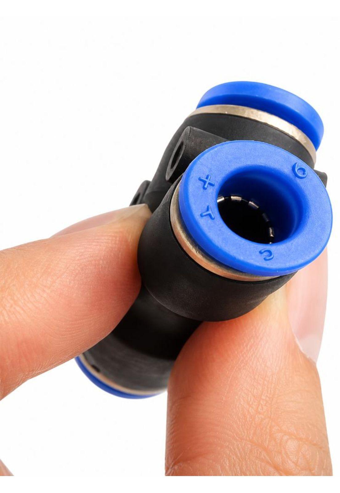 Conector Tee 6mm, Neumatico Bloqueo Antideslizante 3 Vias-3