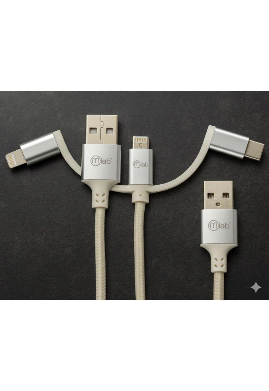 Cable USB 3 en 1 Mlab Multi Conector 1M Blanco-2