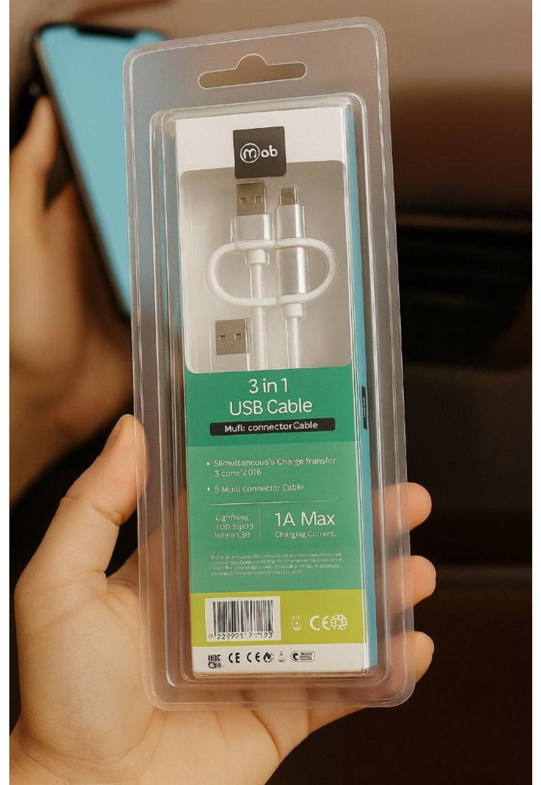 Cable USB 3 en 1 Mlab Multi Conector 1M Blanco-3