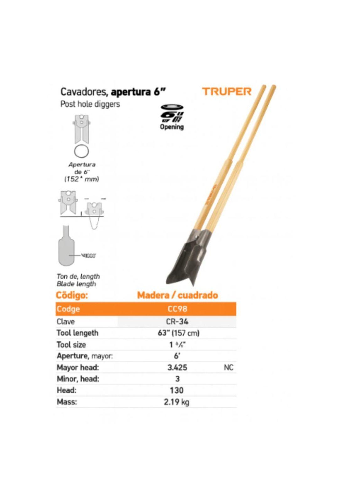 Pala Doble Cavadora Truper Mexico Original 45-2