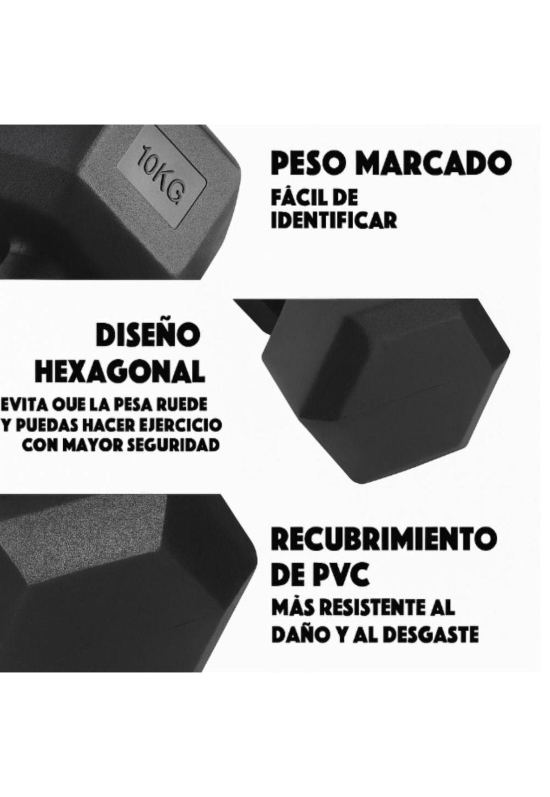 Mancuernas 10kg Hexagonales Pvc Pesas Set X2 Gris-3