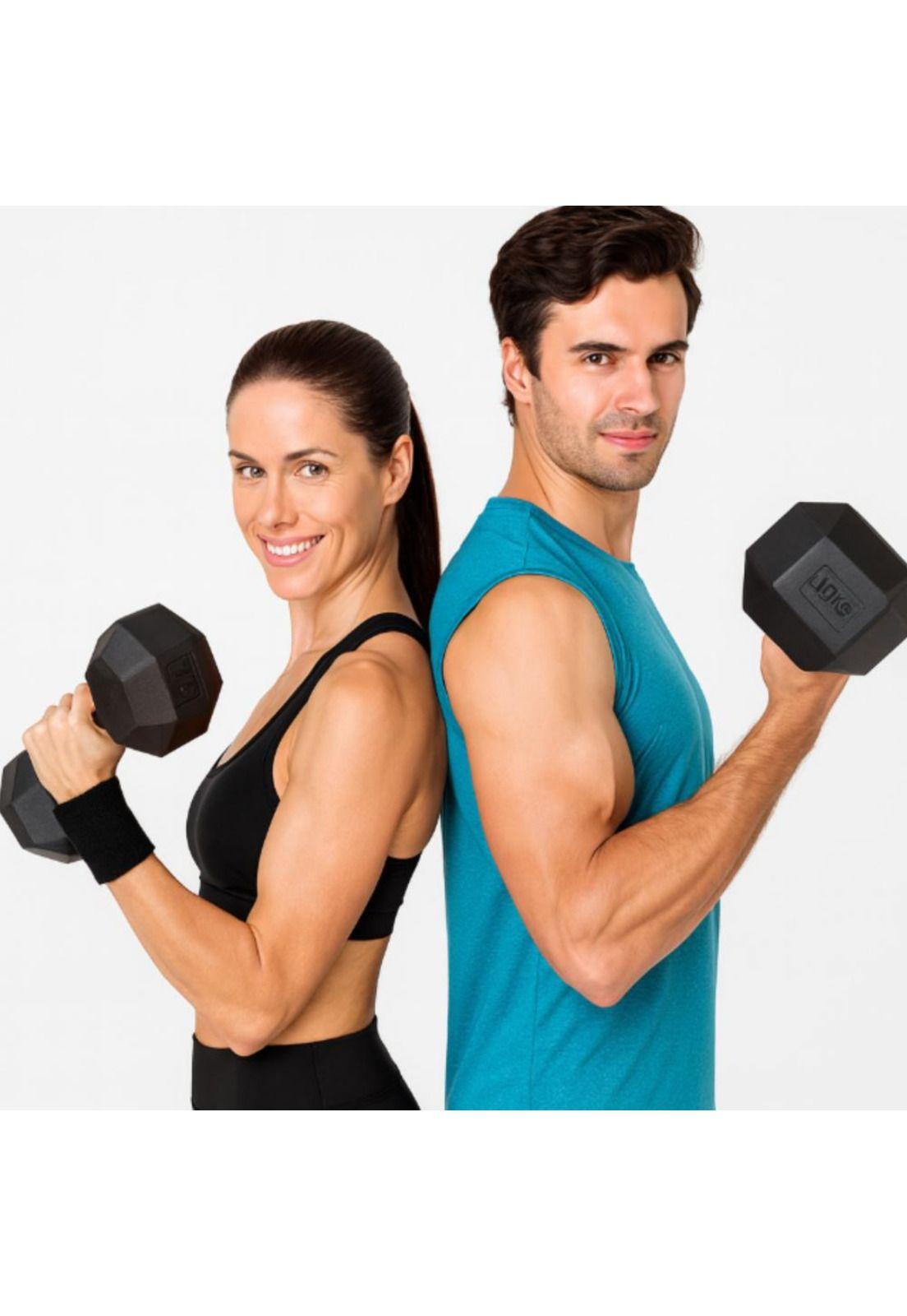 Mancuernas 10kg Hexagonales Pvc Pesas Set X2 Gris-4