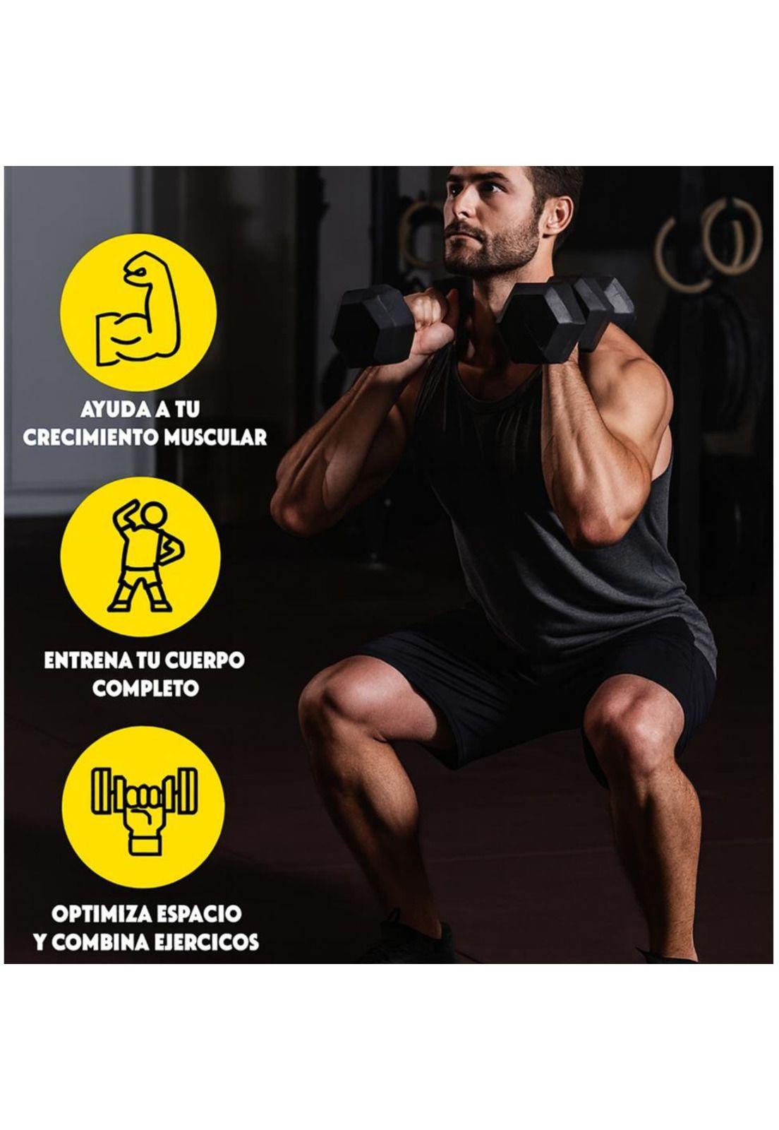 Mancuernas 10kg Hexagonales Pvc Pesas Set X2 Gris-5