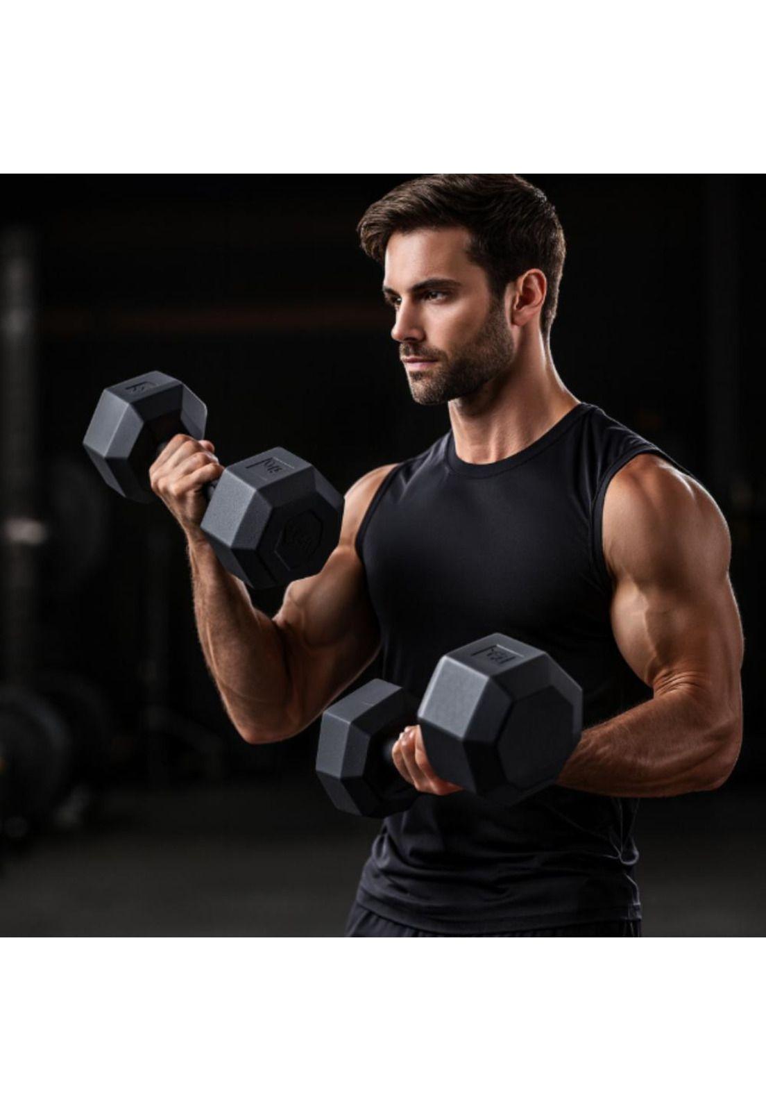 Mancuernas 10kg Hexagonales Pvc Pesas Set X2 Gris-6