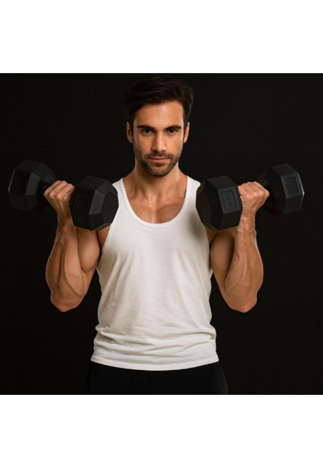 Mancuernas 10kg Hexagonales Pvc Pesas Set X2 Gris-7