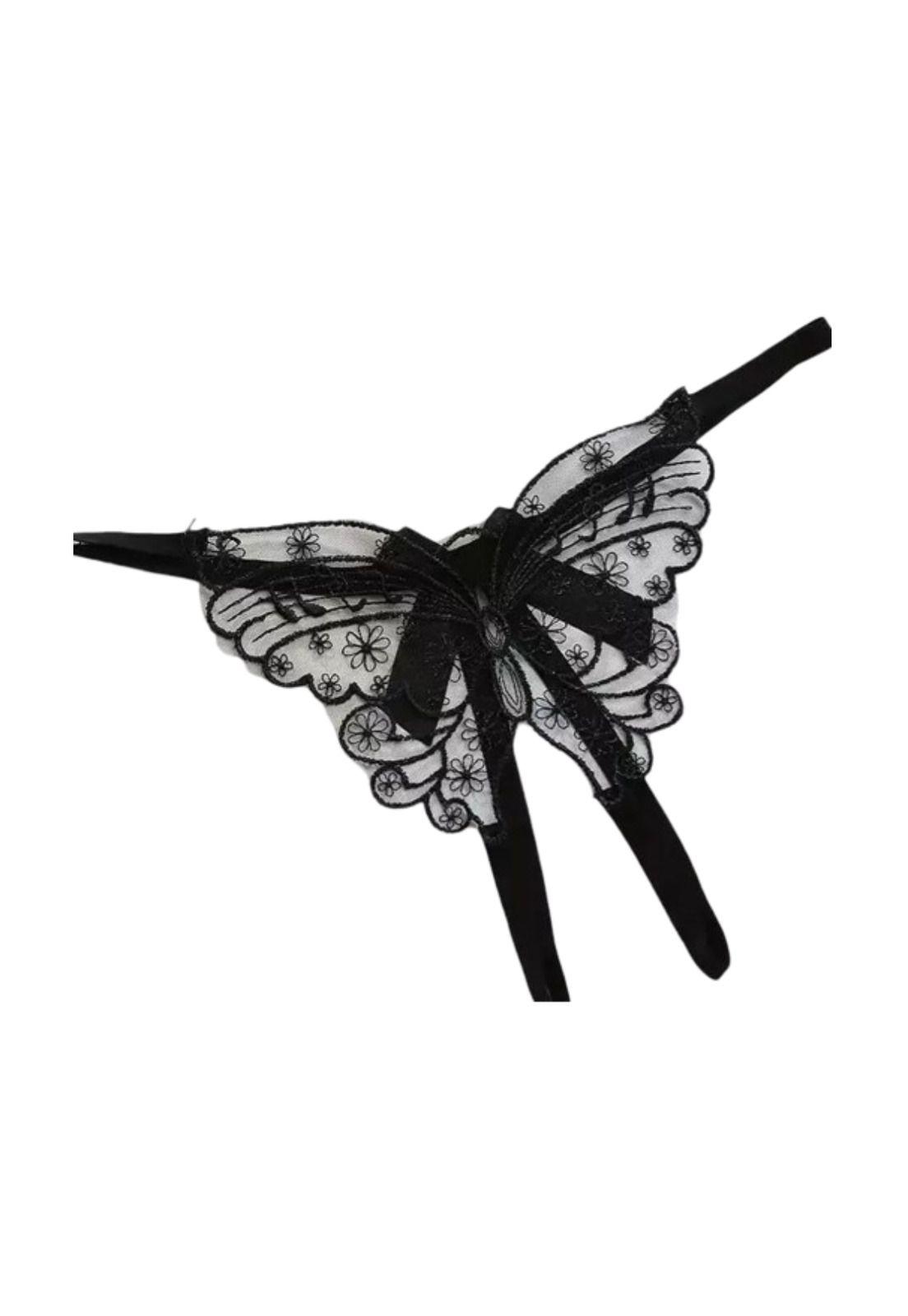 Tanga Colale Sexy Entrepierna Bordado Mariposa Lazo Encaje-2