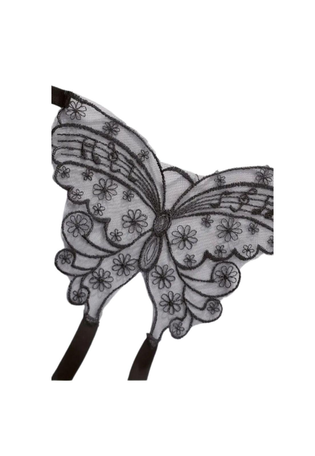 Tanga Colale Sexy Entrepierna Bordado Mariposa Lazo Encaje-3