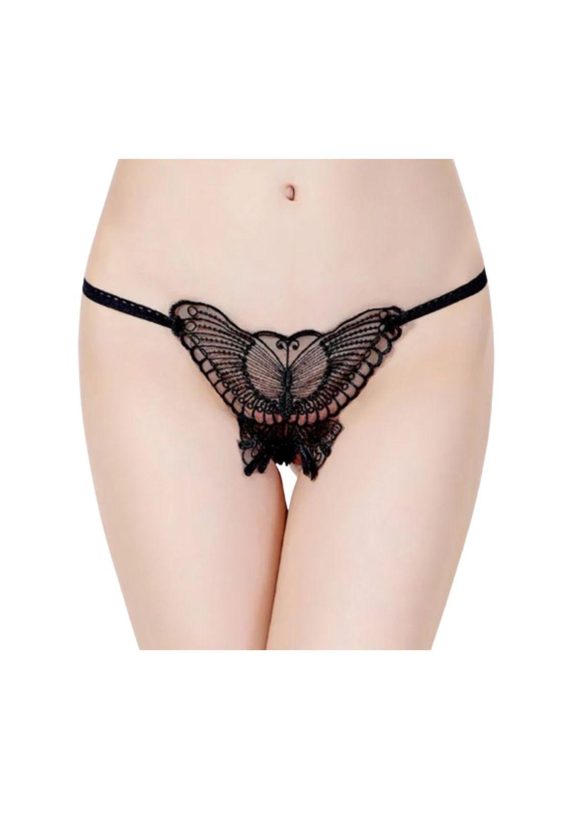 Tanga Colale Sexy Entrepierna Bordado Mariposa Lazo Encaje-6