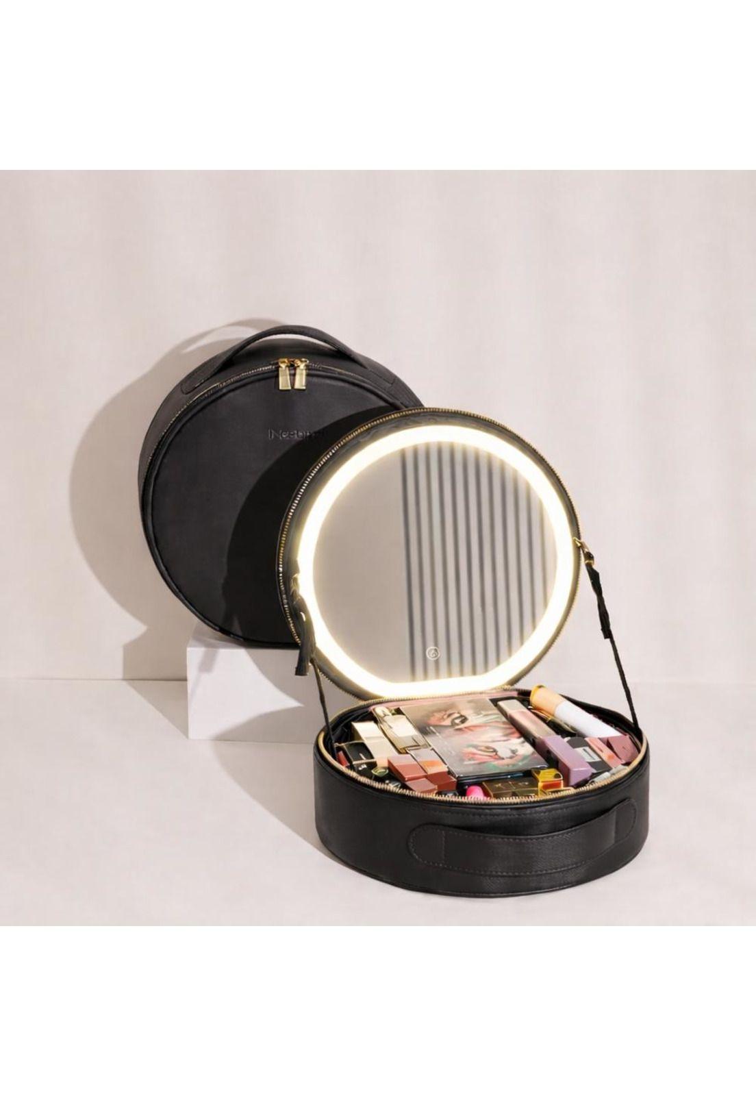 Estuche De Maquillaje Cosmetiquero Espejo Led Porta Brochas-5