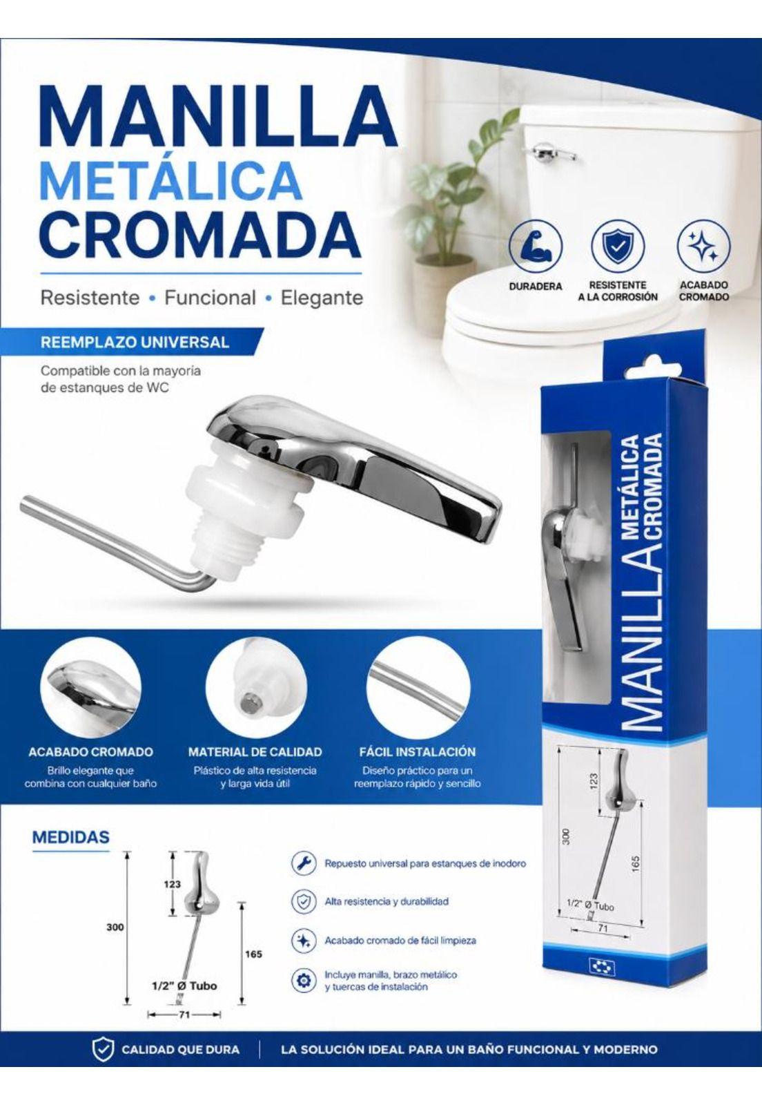 Palanca Manilla Fontal Metalica Cromada Wc Fanaloza-3