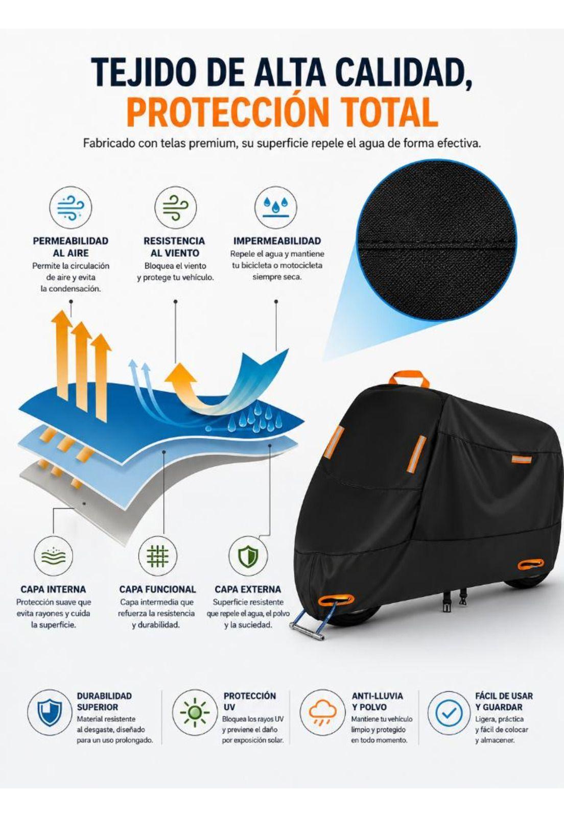 Funda Impermeable 100% Protector Cubre Motos Bicicletas Xxl-5