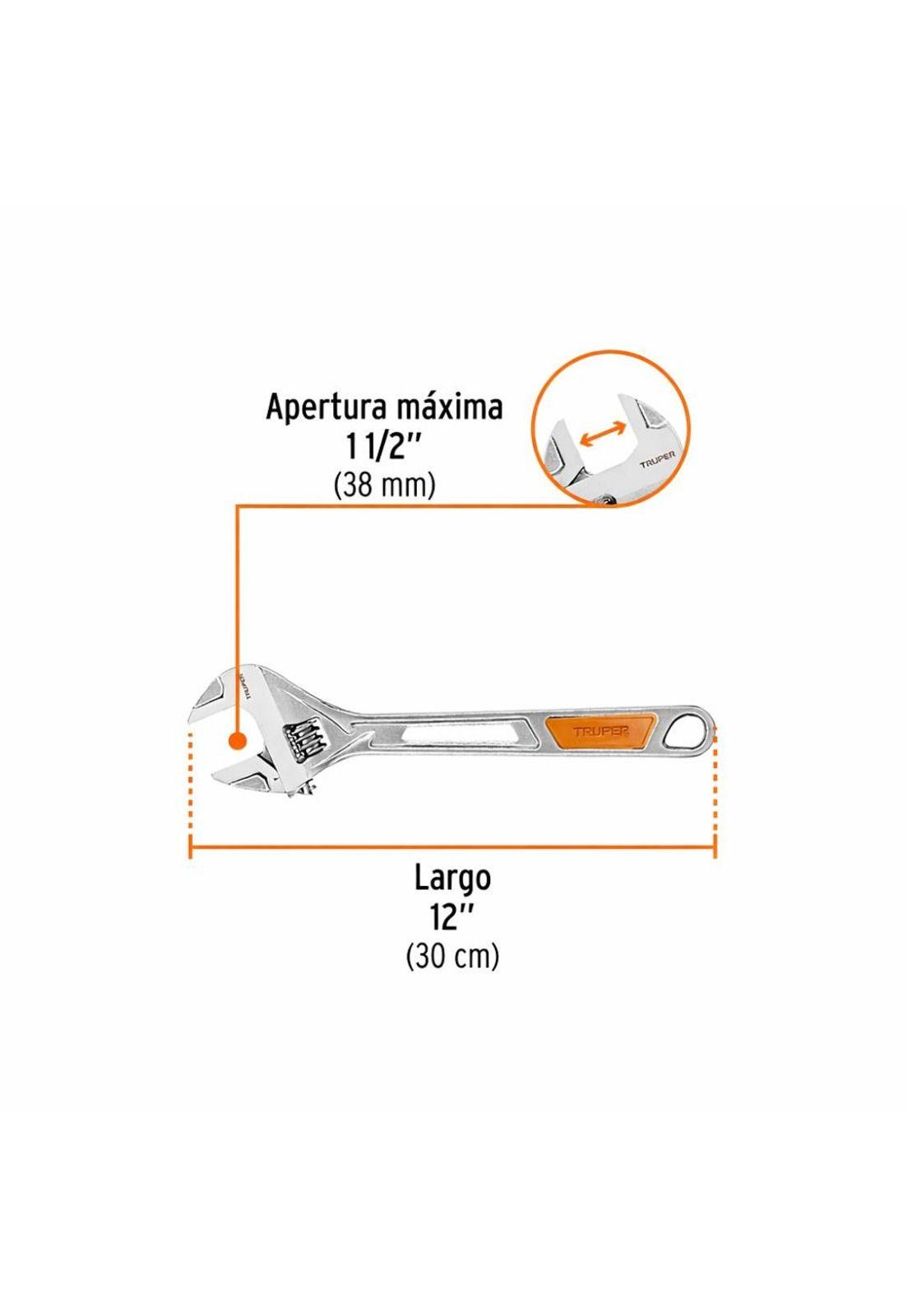 Llave Francesa Regulable C/mango Vinilo 12 Truper Pet-12x-3