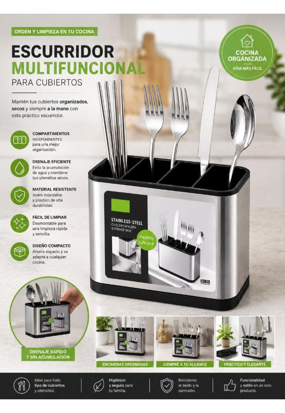 Escurridor Multifuncional para Cubiertos de Cocina-6